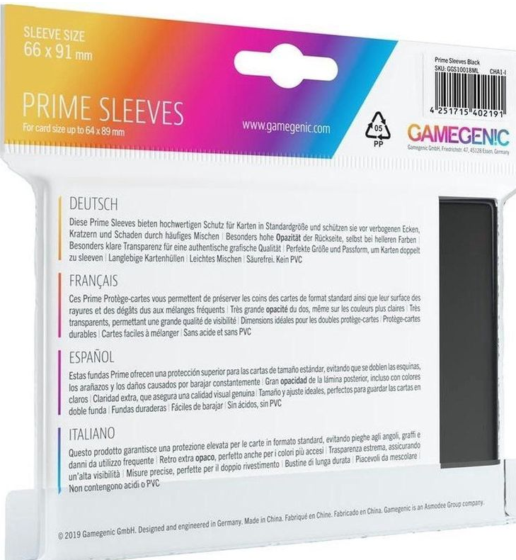 Gamegenic - Matte Prime Sleeves Black (100 sleeves)